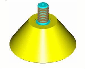 acla 370756 Flat suction cups with metal part „external thread“ in ACLATHAN 1800P, D 60mm x 435
