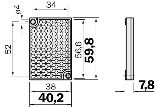 Sick 1012720 Reflector, size 40x60mm, PMMA, PVC, Typ PL40A Turkiye