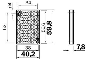 Sick 1012720 Reflector, size 40x60mm, PMMA, PVC, Typ PL40A Turkiye